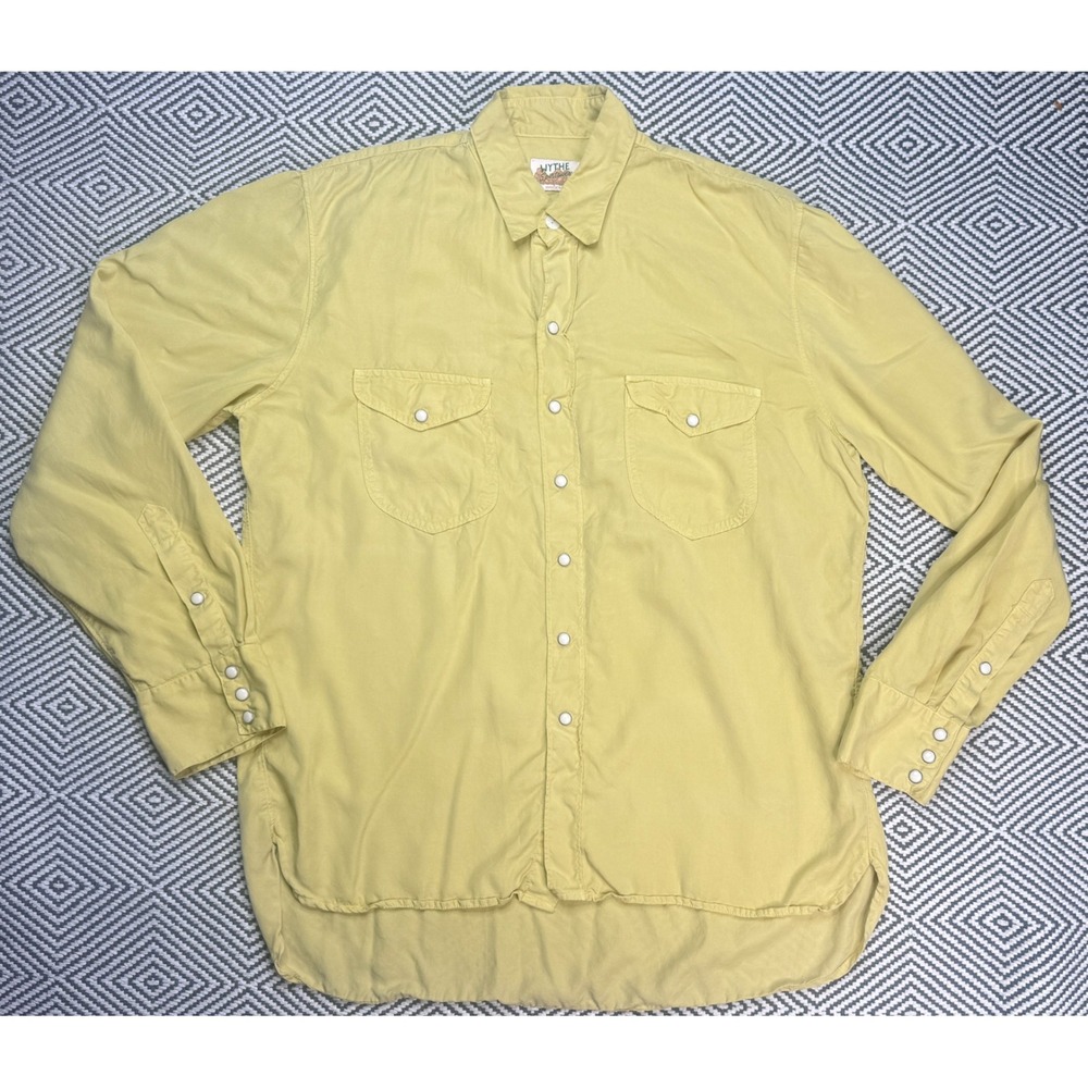 Wythe Sportswear Men's Tencel Gabardine Long Sleeve Snap Pearl Shirt Size Medium